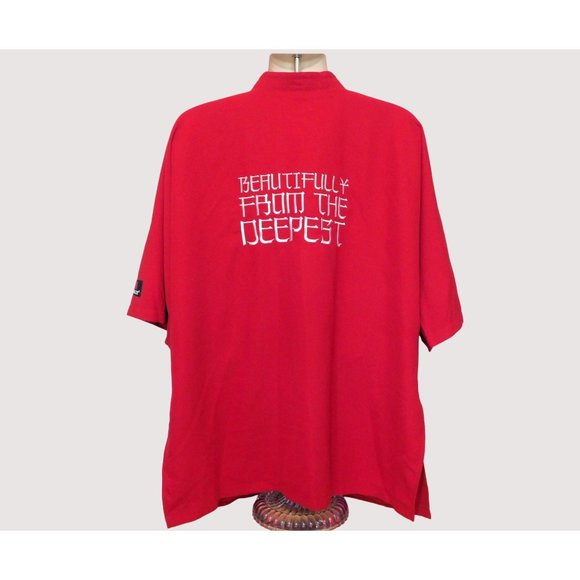 Zune ZX Kimono Unisex Large Red Embroidery Painted Short Sleeve Pockets New - Picture 4 of 9